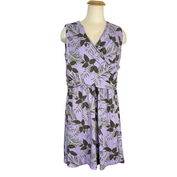 Lands End Dress Womens Size XL Petite Surplice Purple Faux Wrap Sleeveless - Picture 2 of 14